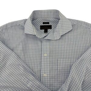 JO S A Bank RESERVE Mens Dress Shirt 16 1/2 32 Slim Fit‎ No Wrinkles Blue Check